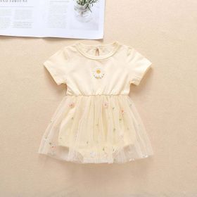 Baby Girl Embroidery Daisy Short-Sleeved Round Collar Dress (Size/Age: 80 (9-12M))