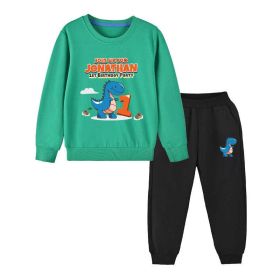 Baby Boy Cartoon Dinosaur Print Pattern Hoodie Combo Trousers Cotton 1 Pieces Sets (Size/Age: 130 (7-8Y))