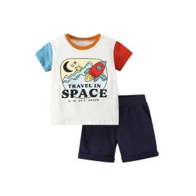 Baby Girl Cartoon And Slogan Pattern Colorblock Design Cotton Shirt (Size/Age: 110 (3-5Y))