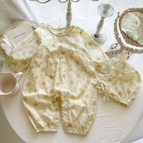 Baby Girl Floral Pattern Or Solid Color Long Sleeve Jumpsuit (Size/Age: 100 (2-3Y))