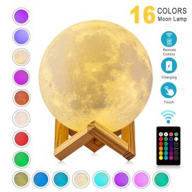 LED Night Lights Moon Lamp 3D Print Moonlight Timeable Dimmable Rechargeable Bedside Table Desk Lamp Children's Leds Night Light (size: 15cm)