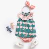 Baby Girl Cherry Print Ruffle Design O-Neck Tops Combo Shorts Sets In Summer