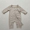 Baby Solid Color Pit Strip Fabric Long Sleeve Onesie Or Jumpsuit (Without Hat)