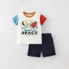 Baby Girl Cartoon And Slogan Pattern Colorblock Design Cotton Shirt