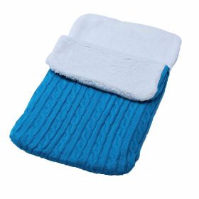 Baby Fleece-lined Sleeping Thickened Knitting Warm Sleeping Wool Stroller Sleeping Bag (Option: Lake Blue-68X38)