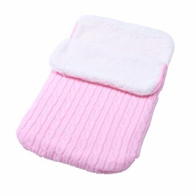 Baby Fleece-lined Sleeping Thickened Knitting Warm Sleeping Wool Stroller Sleeping Bag (Option: Pink-68X38)