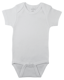 White Interlock Short Sleeve Onezies (Color: White, size: small)