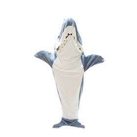 Cartoon Sand Carving Shark Sleeping Bag Pajamas Flannel Shark Home Wear One-piece Summer (Option: Gray Shark Sleeping Bag-190cmL Yards)