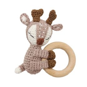 Handmade Crochet Fox Elk Rattle Toy Baby Molar Teether (Option: Elk)