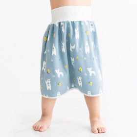 Baby Waterproof Skirt Baby Diapers Training Pant Waterproof Leak-proof Washable Cotton (Option: White Bear Mother-L5to12 Years Old)